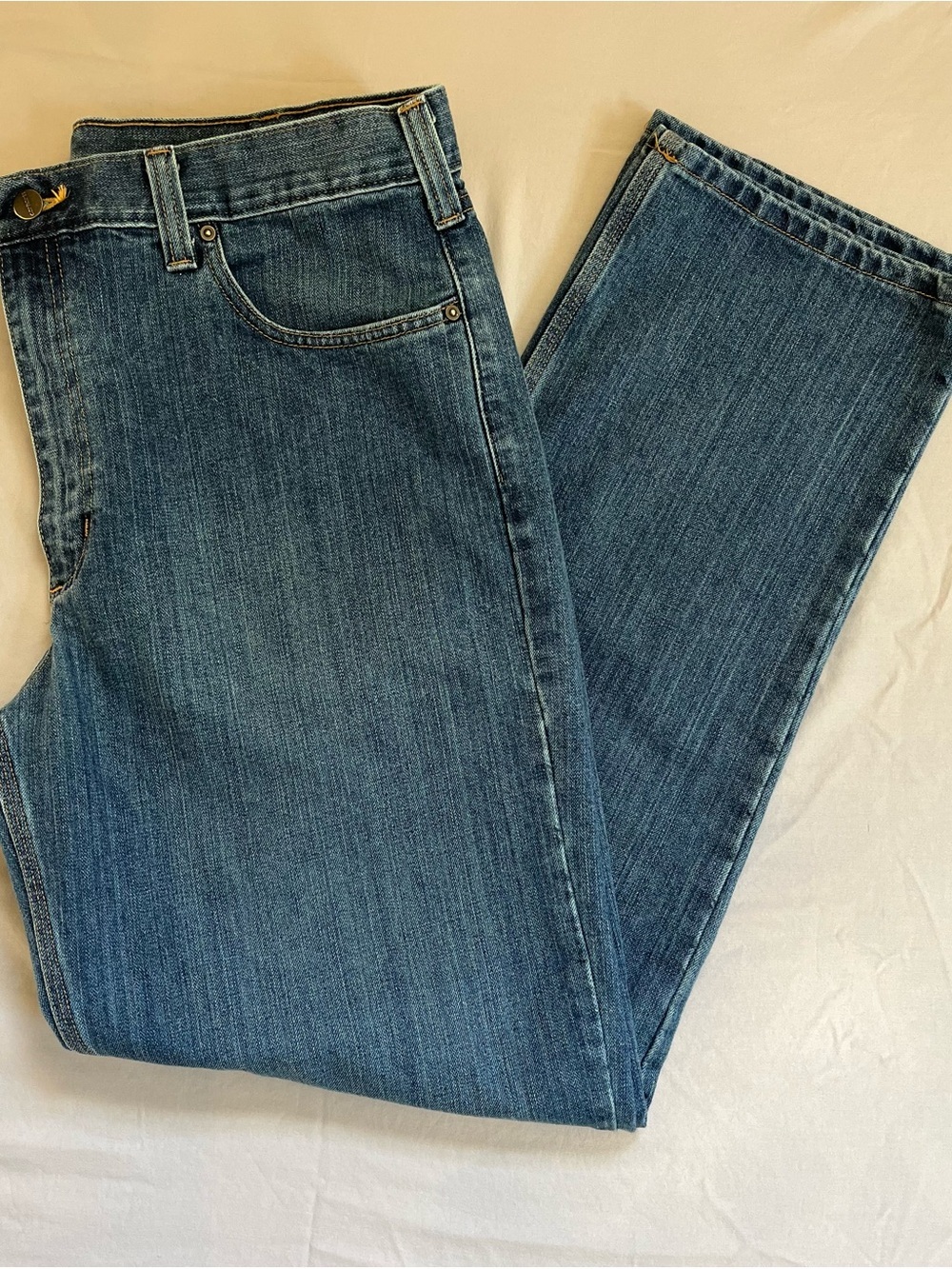Mens Carhartt 101483-980 Jeans 38x34 Medium Wash Stretch Denim Straight Leg